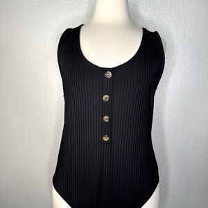 H&M Black Ribbed Bodysuit